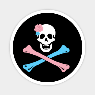 Trans Pride Skull and Crossbones Magnet